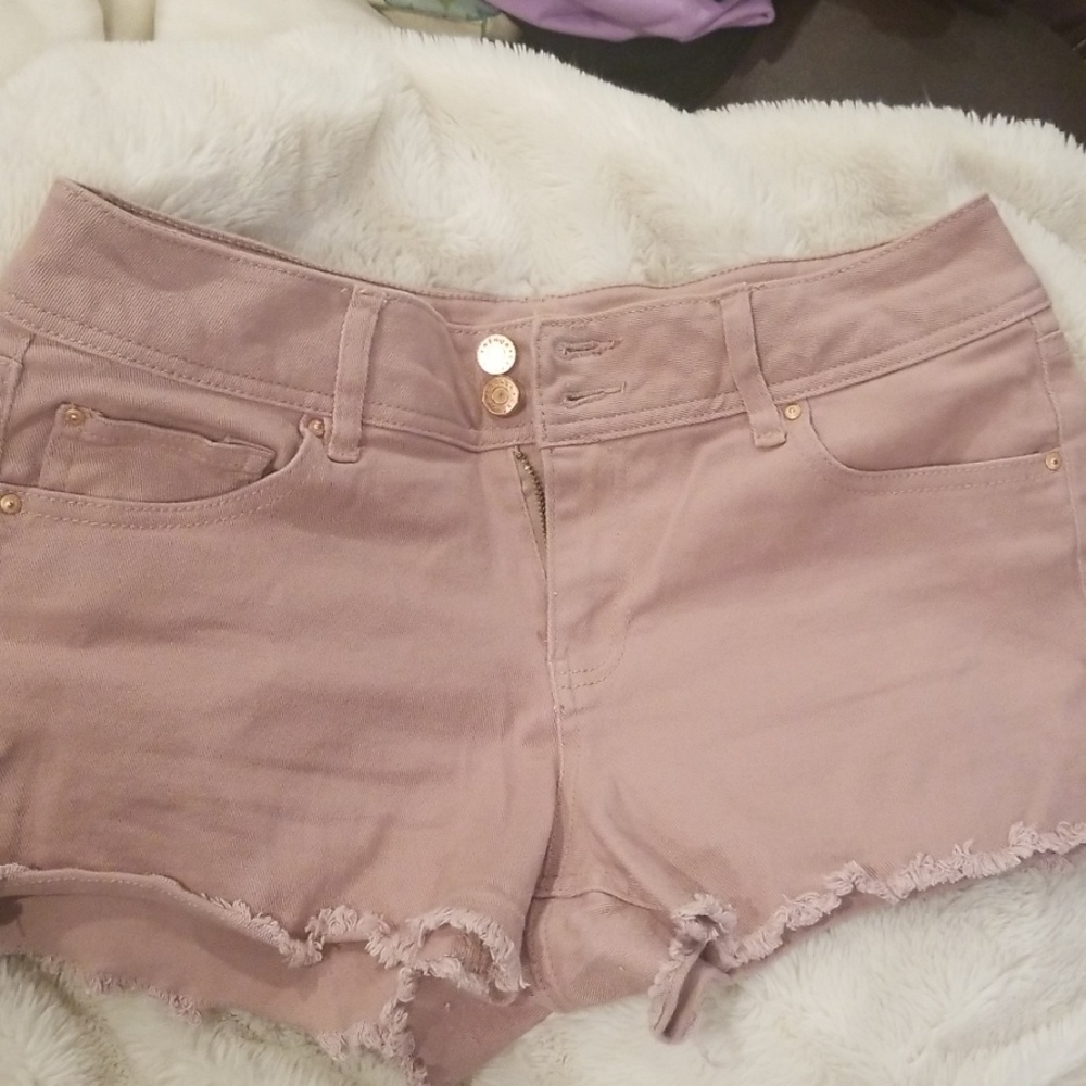 Pink denim shorts